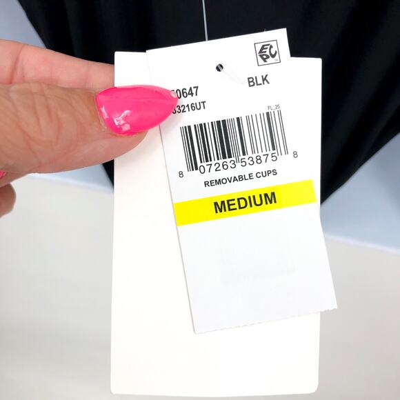 BECCA Standard Color Code Plunge Neck One Piece Swimsuit Medium Black NWT - Picture 11 of 13